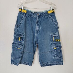 Vintage 90's Y2K Paco Denim Cargo‎ Utility Shorts Size 34